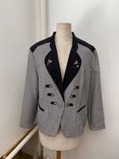 Vintage Trachten Jacket Black Embroidery Collar Size Xl Bavaria Oktoberfest Cg1