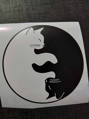 Yin Yang Cats Hugging Cuddling Sticker Vinyl Decal Waterproof!