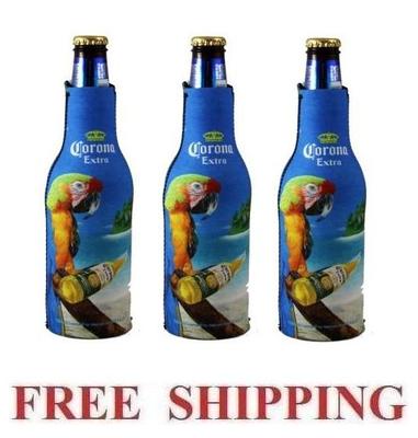 CORONA EXTRA MACAW PARROT 3 BEER BOTTLE KOOZIE COOLIE COOZIE COOLERS HUGGIE NEW