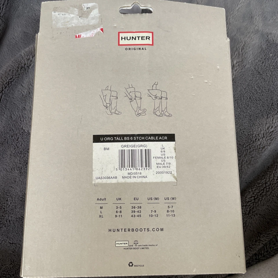 Calcetines para mujer Hunter crema originales altos de lana talla L se adapta a caja abierta 8-10 Foto 2 de 4