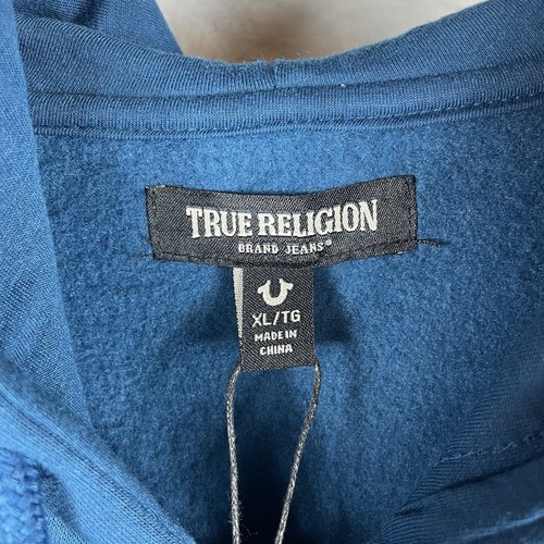 True Religion Textured Full Zip Up 107290 Poseidon Men's XL Blue MSRP $109 - Picture 3 of 9