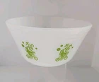 VTG FEDERAL 7"Bowl Circus Style Clown On Bicycle LIME GREEN on WHITE Milk Glass