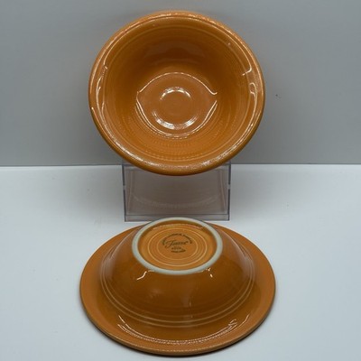 Fiesta Tangerine 6.5  Shallow Soup Salad Bowl Set of 2 Retired Fiestaware