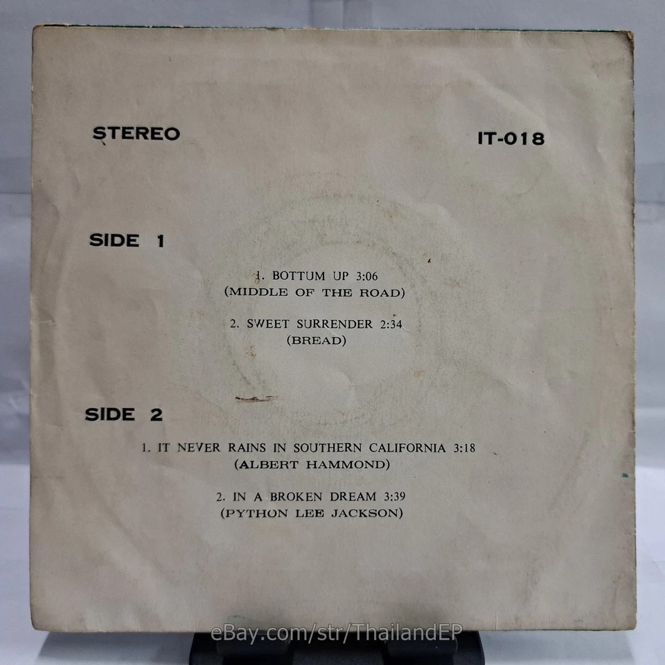 MIDDLE OF THE ROAD /BREAD / PYTHON LEE JACKSON THAILAND EP 45 1st List Rare - Image 2 of 4