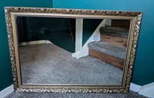 Large Vintage Style Gilt Carved Botanical Ornate Mirror Beaded Inner Edging VGC