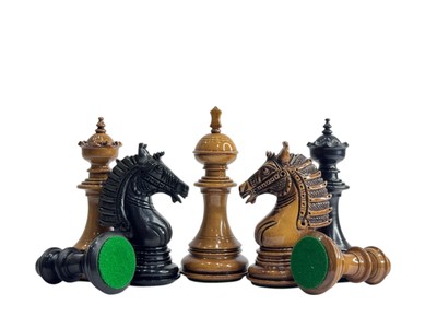 The Sikh Empire Series Luxury Chess Pieces Only Set - Ebony & Lacquered Antiqued