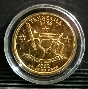 2002 P 24K Gold Plated BU Washington Quarter Tennessee 
