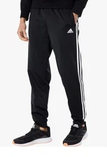 Adidas Essentials Warm Up Tapered 3 Stripes Track Pants -H46105-Black-Medium-New