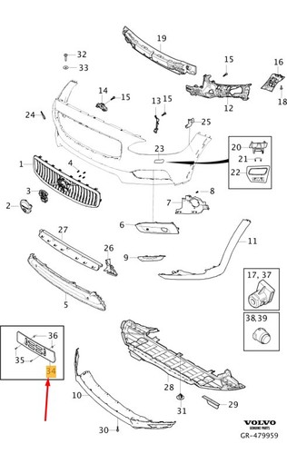 VOLVO V90 Cross Country Kennzeichenhalter vorne 32227590 NEU ORIGINAL - Bild 1 von 2