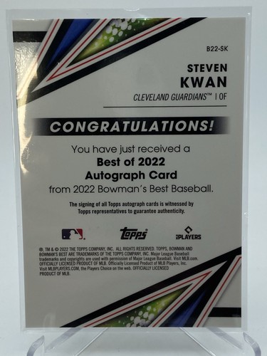2022 Bowman's Best Steven Kwan Gold Rifrattore Auto /50 RC - Foto 3 di 3