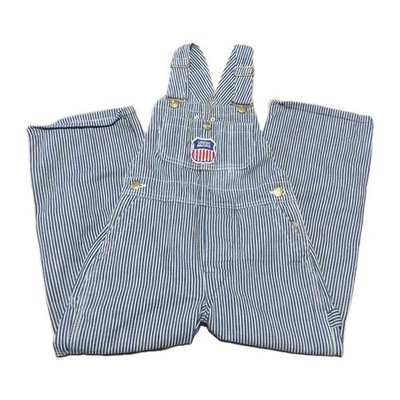 Big Smith Bibs Overalls Hickory Striped Kids Size 7 Vintage USA Union Pacific 