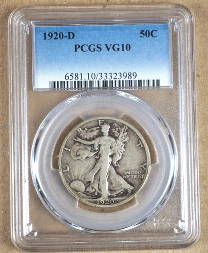 1920-D WALKING LIBERTY HALF DOLLAR PCGS VG10 323989