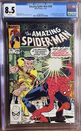 The Amazing Spider-Man 246 CGC 8.5! White Pages! John Travolta! CPR!