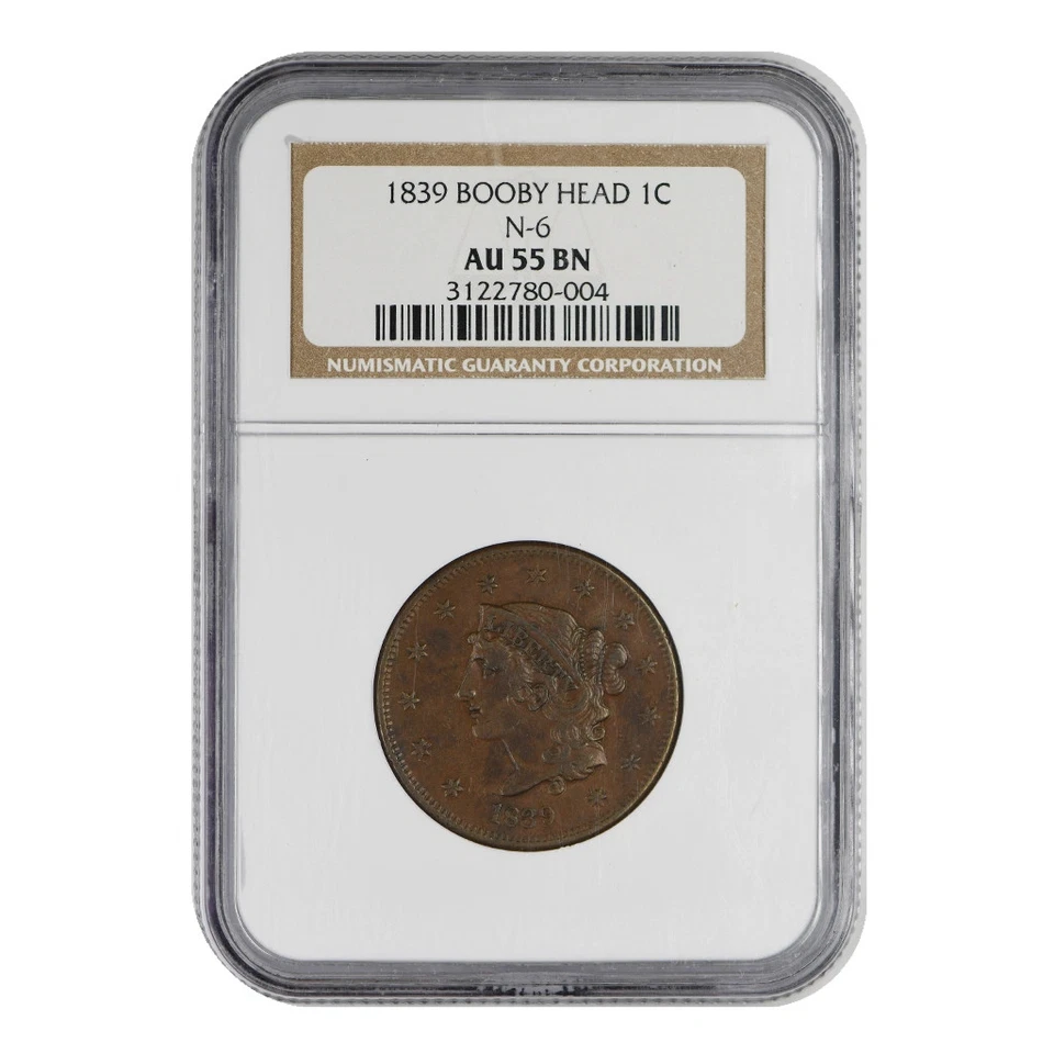 1839 Braided Hair Cent NGC AU-55 BN N-6 - Image 3 of 4