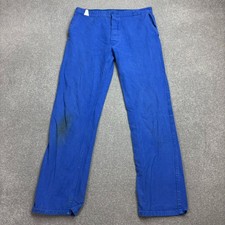 VINTAGE French Trousers Adult 33x32 Blue Workwear Chore Distressed Sanfor Mens