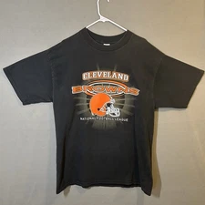 Vtg Cleveland Browns Spellout  T-Shirt Adult XL Black Logo 7