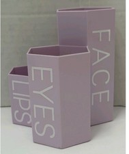 Makeup Brush Holder 3-Slot Cosmetic Storage Face Eyes Lips Lavender Hexagon..New