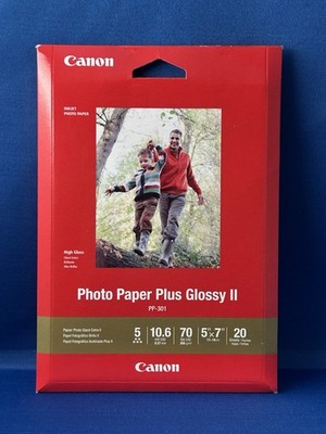 5x7 Photo Paper Plus Glossy II Canon Ink Jet 20 Sheets High Gloss NEW