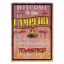 Rivers Edge Products Tin Sign, 17" x 12" Weatherproof Metal Wall Art, Welcome