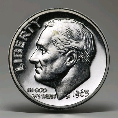  1963 Roosevelt Dime GEM   PROOF 90% SILVER in Original US Mint Cello OGP 