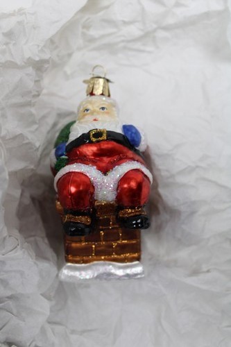 Old World Christmas Glass Ornament, Chimney Stop Santa