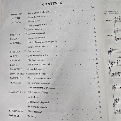 Schirmer 24 Canzoni Italiane Arias Libro Musica Voce Media Alta Vintage - Foto 3 di 12
