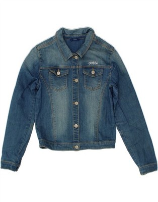 GUESS Mädchen Crop Jeansjacke 11-12 Jahre Blau Baumwolle AB04