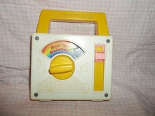 Vintage Fisher Price toy radio plays "Over the Rainbow", 1981, white w/yellow ha