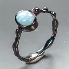 Handmade Natural Larimar Ring 925 Sterling Silver Size 7.5 /R465646