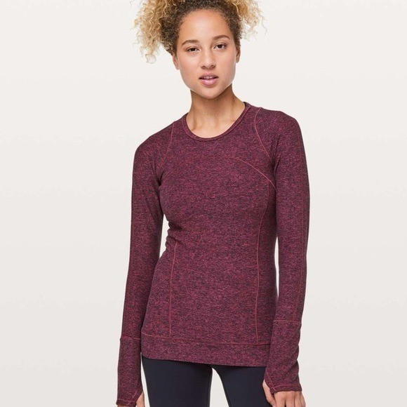 Lululemon Cypress Kiss Long Sleeve Heathered Star Ruby / Black Size 2