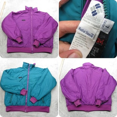 Columbia Jacket Womens Large Purple Green Reversible Radial Sleeve