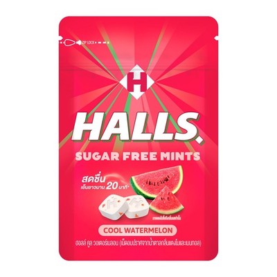 HALLS Cool Watermelon Menthol Flavored Sugar Free Mints Tabletten 15,4 g. Bon...