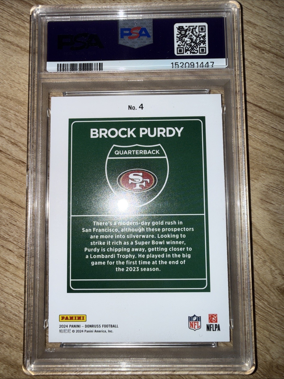 2024 Panini Donruss - Brock Purdy Downtown #SSP #4 Psa 8 view 2