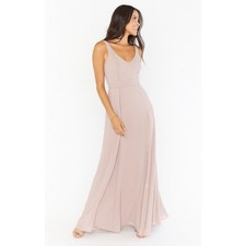 Show me your MuMu Jenn Maxi Dress ColorSoft Beige Chiffon Size Small
