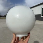 Vtg MCM Large 8" WHITE MILK Glass Round Globe Ball Light Shade 4” Fitting