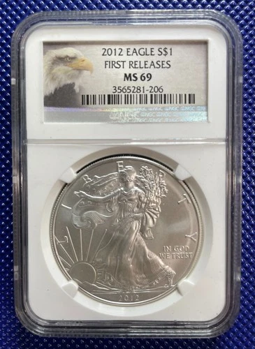 2012 ~ Silver Eagle S$1 ~ NGC MS69 ~ FIRST RELEASES ~ #3565281-206