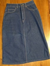 Vintage Calvin Klein A Line Jean Skirt Modest Dark Wash Midi Skirt 27.5  SZ 8