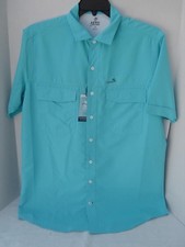 NEW MENS IZOD BIG TALL SALTWATER AQUARIUS BLUE SHORT SLEEVE SHIRT SIZE LT