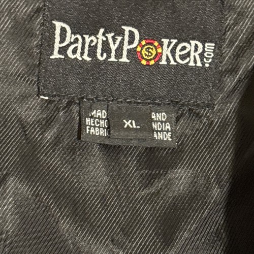 Party Poker Full-Zip Jacket Mens XL Black Embroidered Logo Faux Suede - Picture 3 of 6