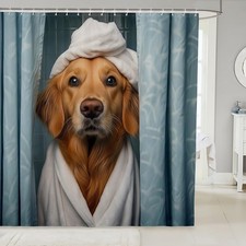 Funny Golden Retriever Shower Curtain for Bathroom Decor 72"x84" Kids Puppy D...