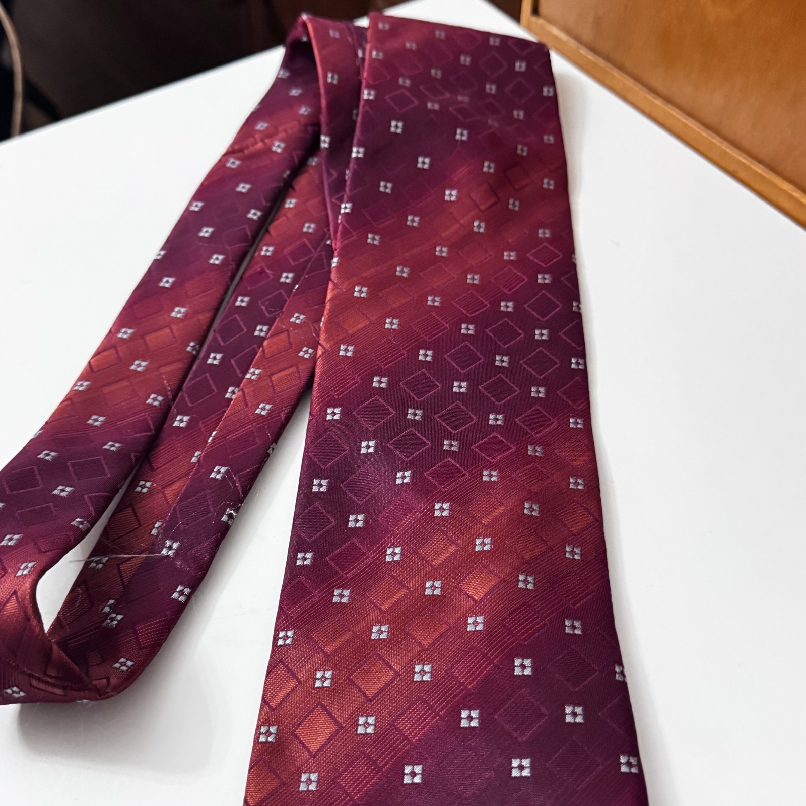 Mark Seven Fashion Burgundy Geometric Patterned Polyester Tie image 4