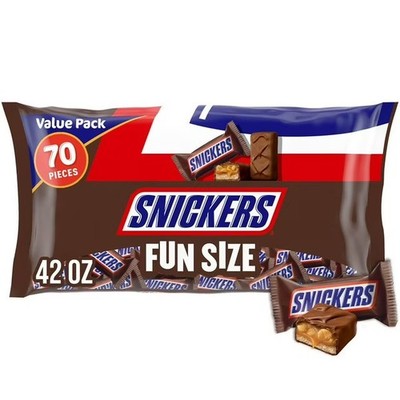 SNICKERS Milk Chocolate Candy Bars Fun Size 70 pcs