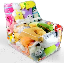 Clear Stuffed Animal Bean Bag Chair Cover Waterproof Plush Toy Storage for Kids