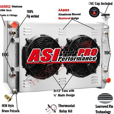 3 Row Aluminum Radiator+Shroud Fan For 1994-1998 Chevrolet P30 GMC P3500 5.7L V8