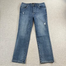 KUT From The Kloth Women's 12 Rosa Ankle Straight Jeans Blue High Rise Stretch