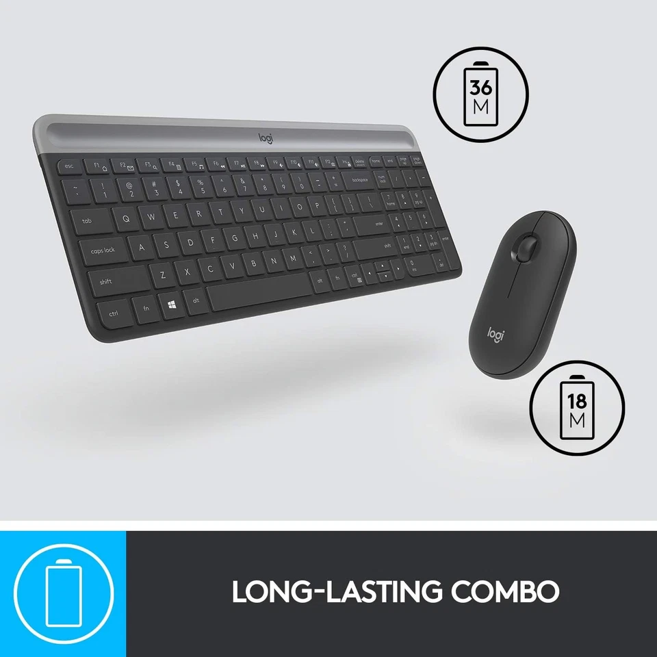 Logitech MK470 Slim Wireless Keyboard & Mouse Combo, QWERTY Italian Layout - Bla - Image 2 of 4