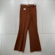 Vintage 70s Mens Mod Disco Pants 28x31 Brown Belted Flare Trousers Falcon Zip