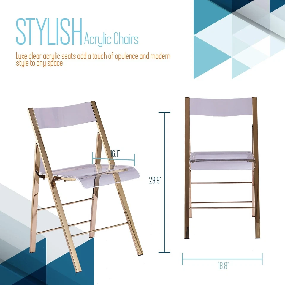 Sillas Plegables Modernas de Acrílico Kasper Flex - Plegables Transparentes Transparentes Lucite... Foto 3 de 4