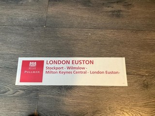 BRITISH RAIL WINDOW CARRIAGE LABEL LONDON EUSTON (MANCHESTER PICCADILLY)