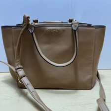 Brown Leather Nine West Bag Tan Top Handle Gold Hardware